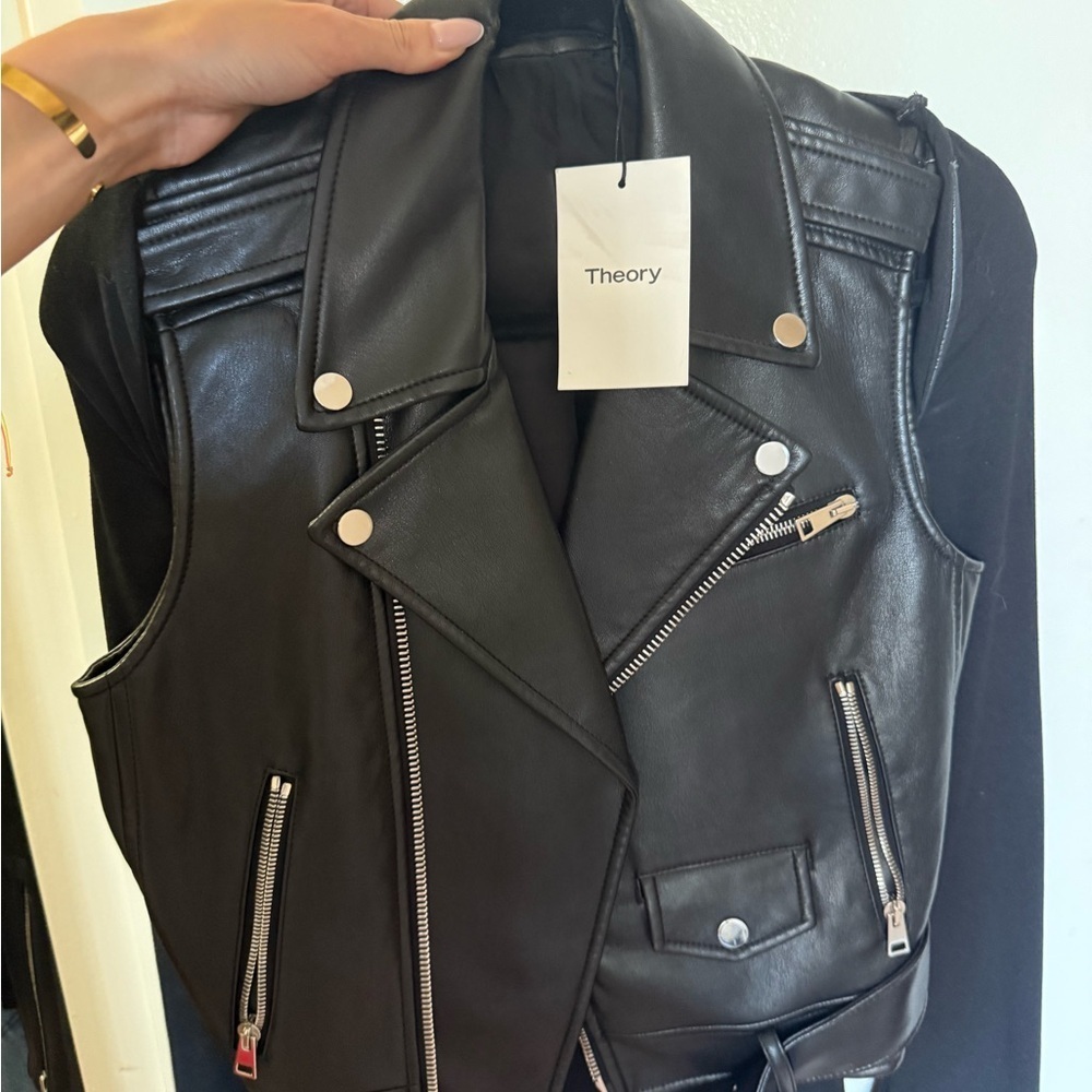 Theory Black real leather vest - Picture 2 of 2